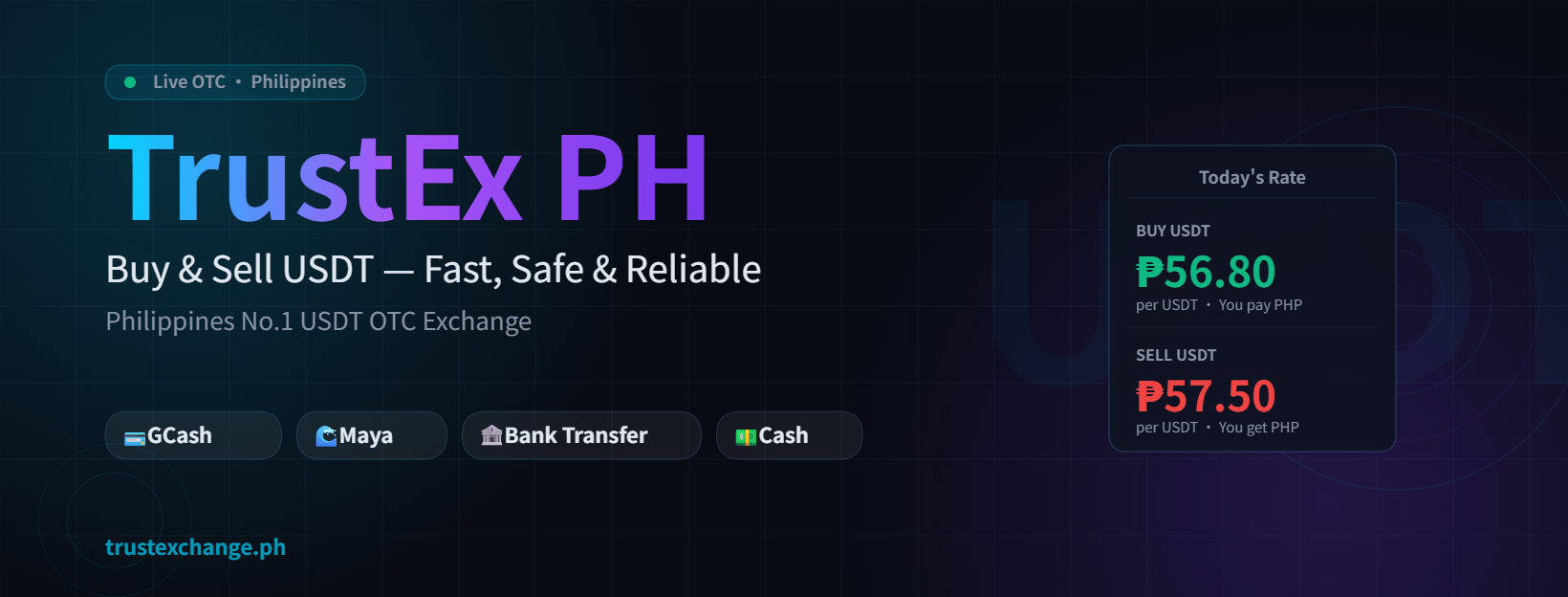 TrustEx PH — sell USDT for GCash, Maya and cash in the Philippines